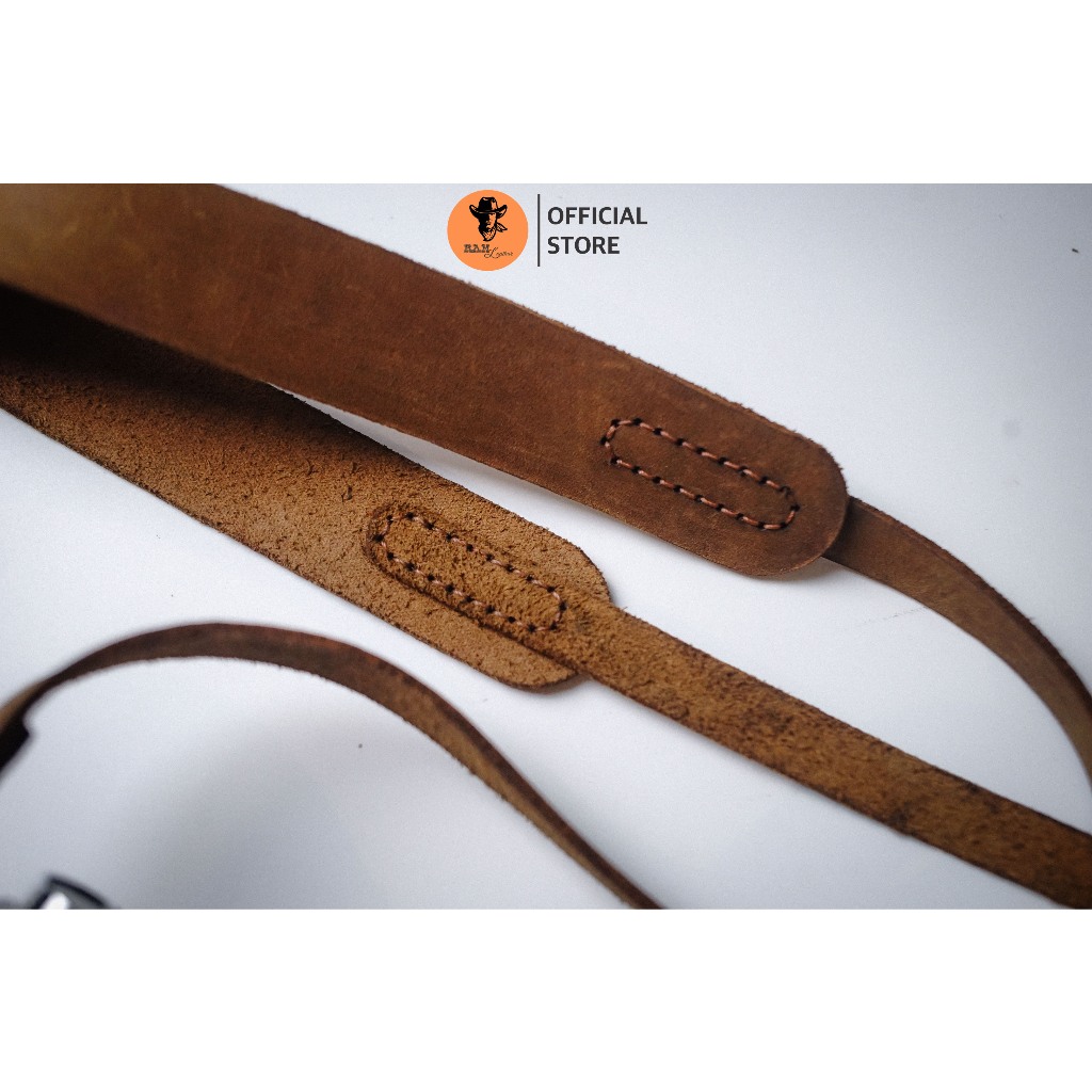 Dây máy ảnh da bò thật cho Sony, Fujifilm, Canon, Nikon - RAM Leather A6 nâu đất