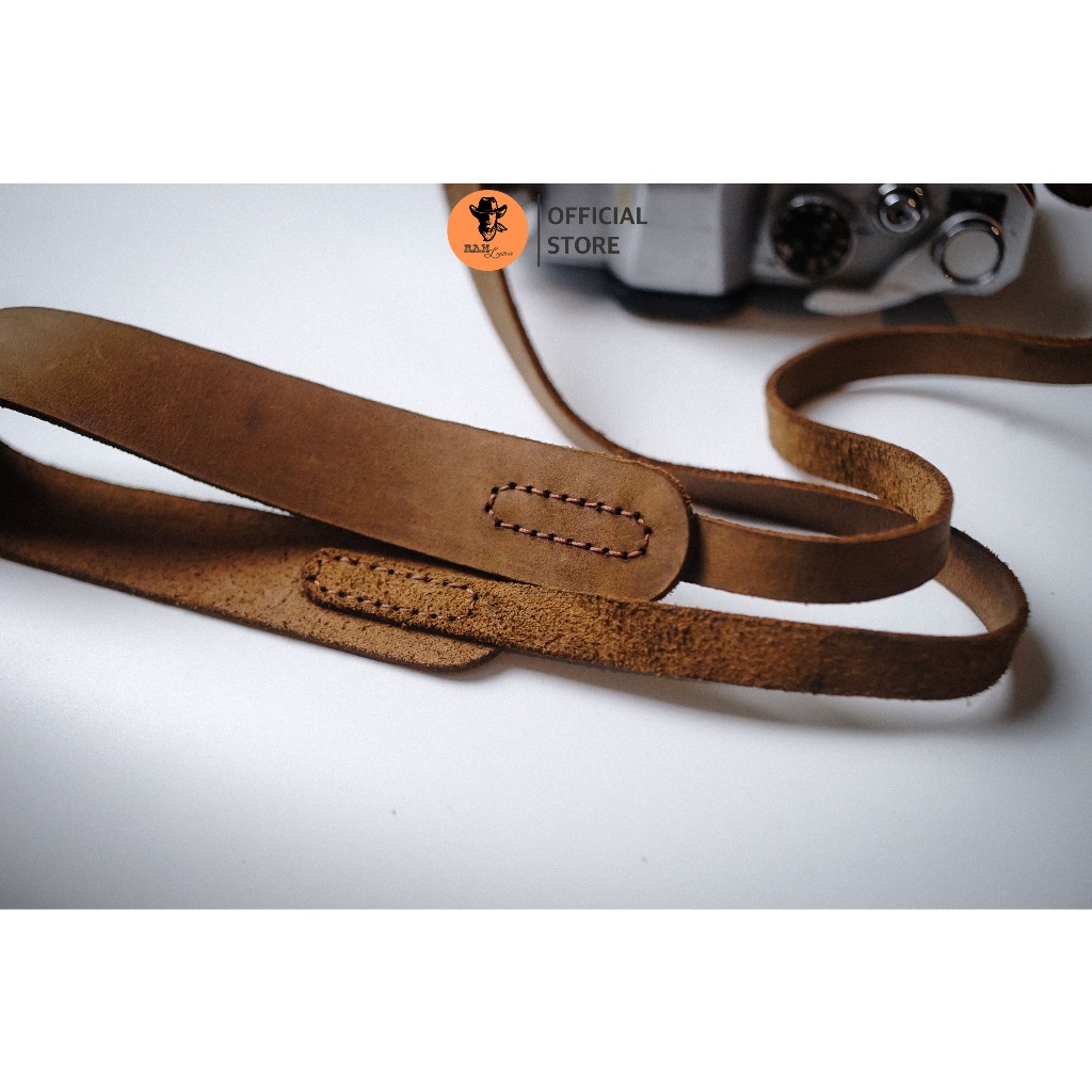 Dây máy ảnh da bò thật cho Sony, Fujifilm, Canon, Nikon - RAM Leather A6 nâu đất