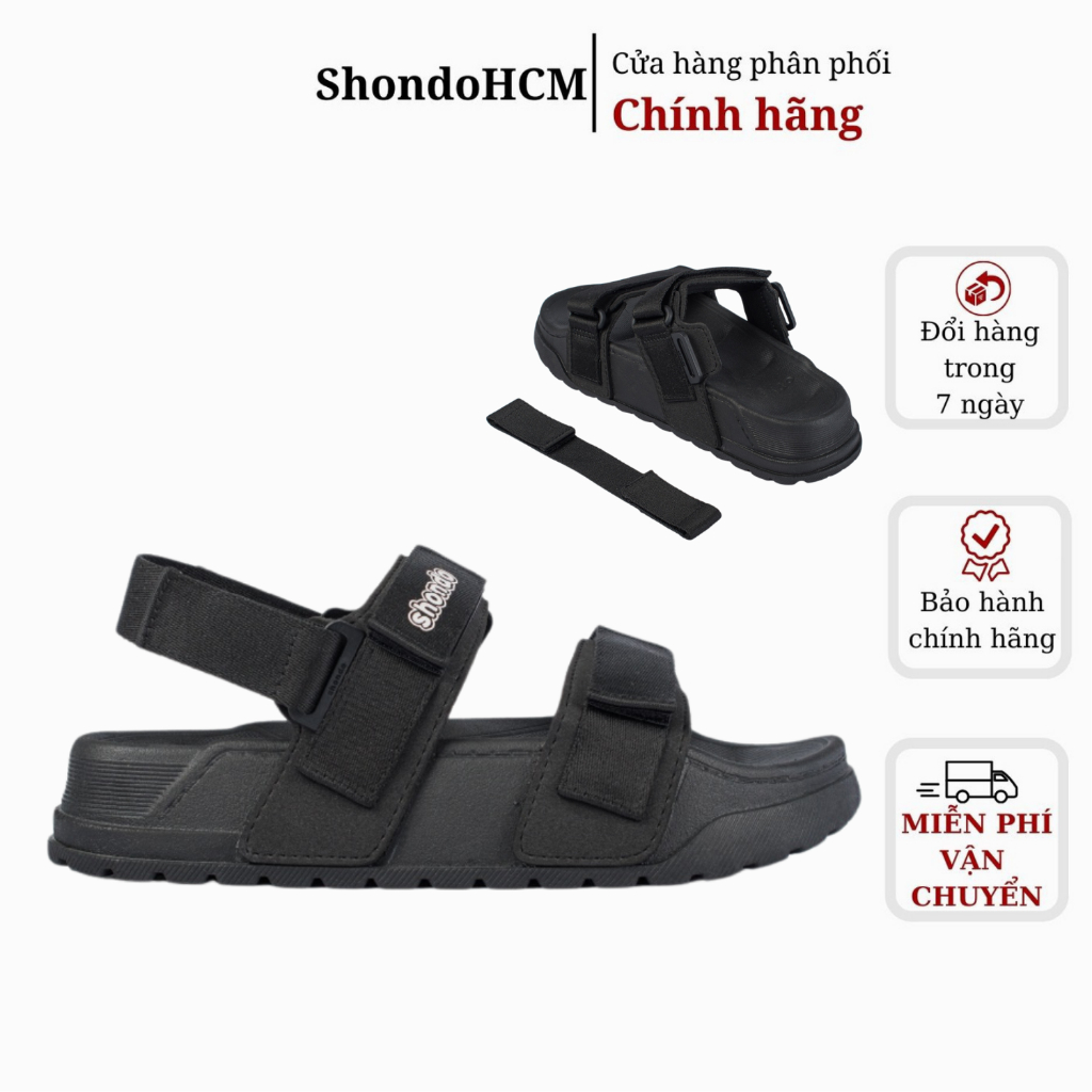 Giày sandal Shondo nam nữ Platy 2 đen PLA1112
