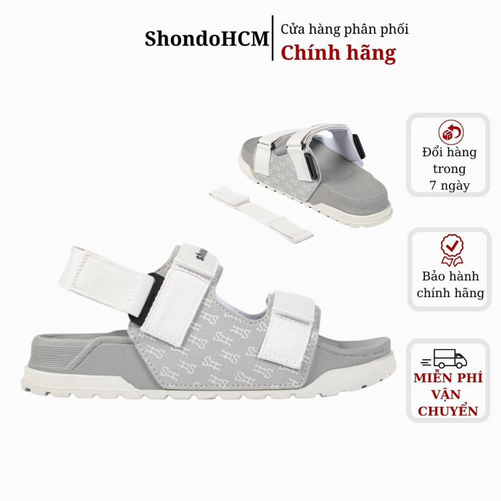 Giày Sandal Nam Nữ Shondo Platy 2 Thời Trang, Êm Chân Màu Xám Trắng PLA2001