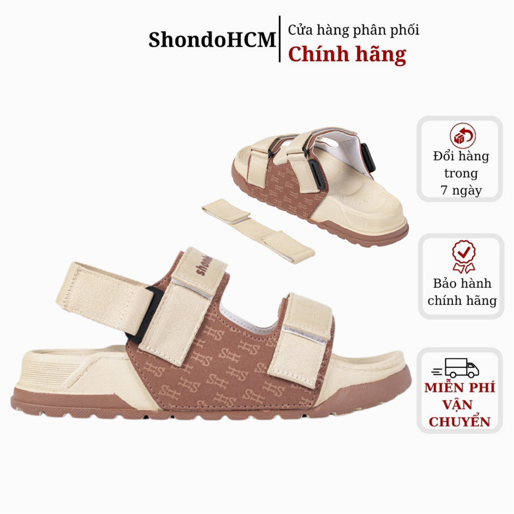 Giày Sandal Nam Nữ Shondo Platy 2 Thời Trang, Êm Chân Màu Be Nâu PLA2595