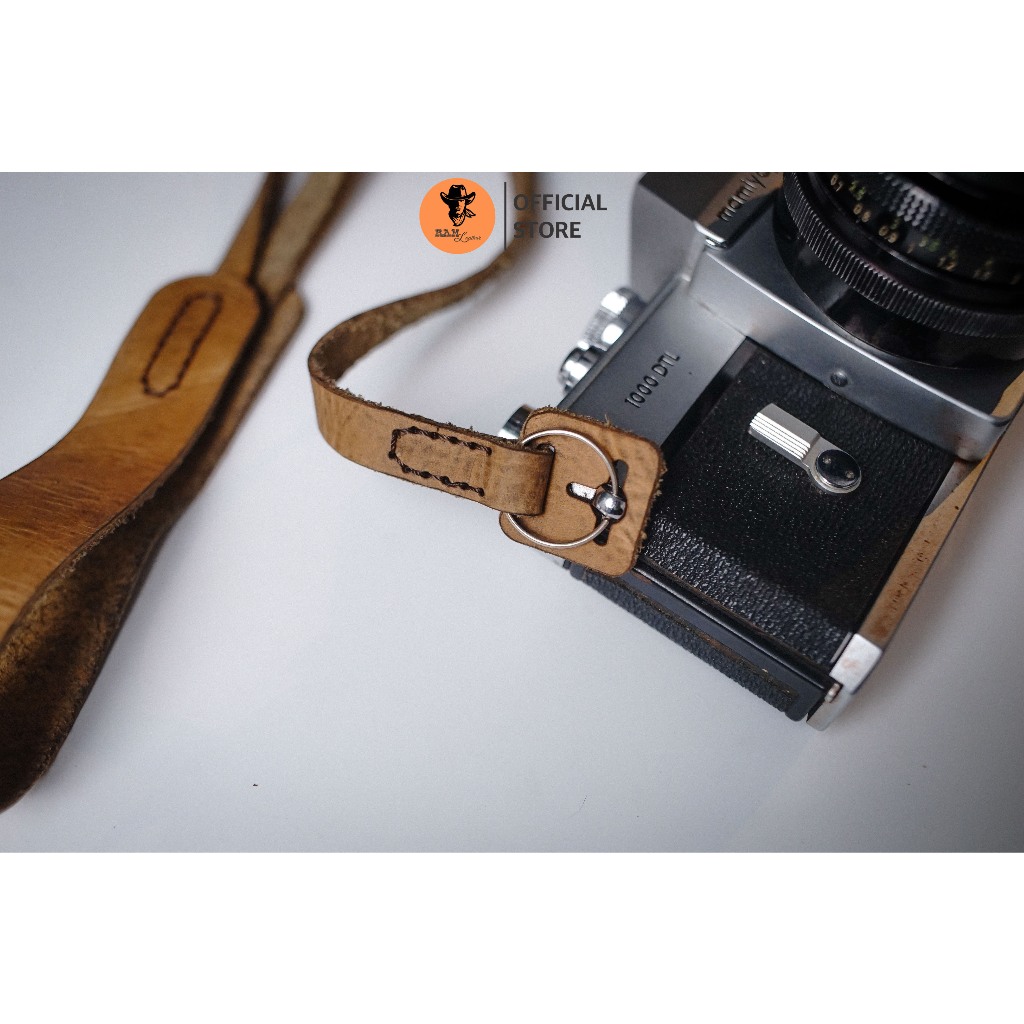 Dây máy ảnh da bò thật cho Sony, Fujifilm, Canon, Nikon - RAM Leather A6 mộc sáp