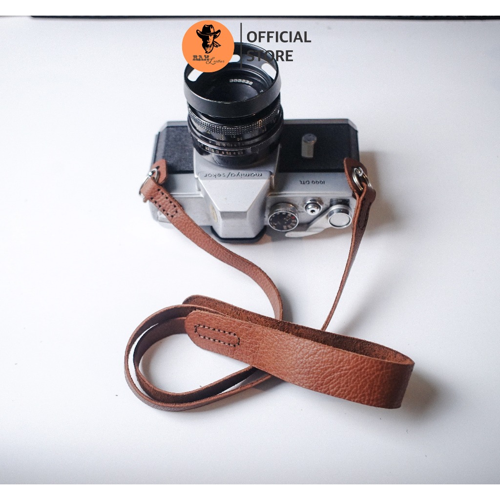 Dây máy ảnh da bò thật cho Sony, Fujifilm, Canon, Nikon - RAM Leather A6 vân hạt