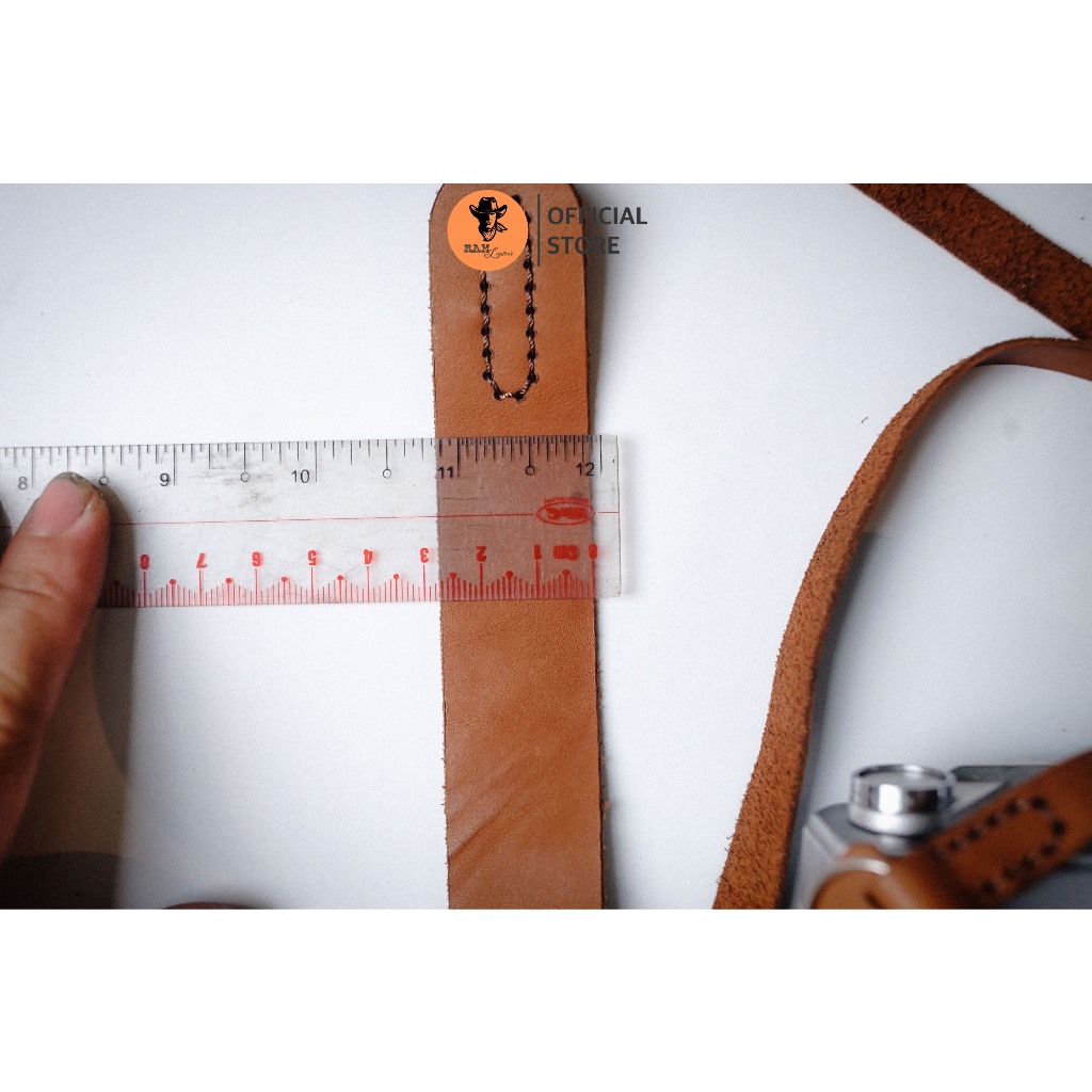 Dây máy ảnh da bò thật cho Sony, Fujifilm, Canon, Nikon - RAM Leather A6 nâu sáng mềm