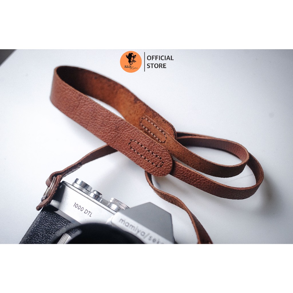 Dây máy ảnh da bò thật cho Sony, Fujifilm, Canon, Nikon - RAM Leather A6 vân hạt