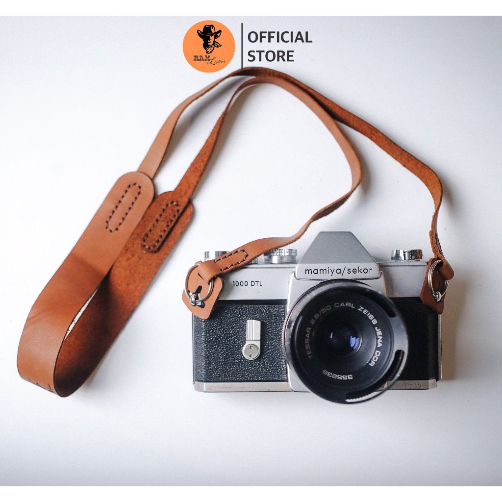 Dây máy ảnh da bò thật cho Sony, Fujifilm, Canon, Nikon - RAM Leather A6 nâu sáng mềm