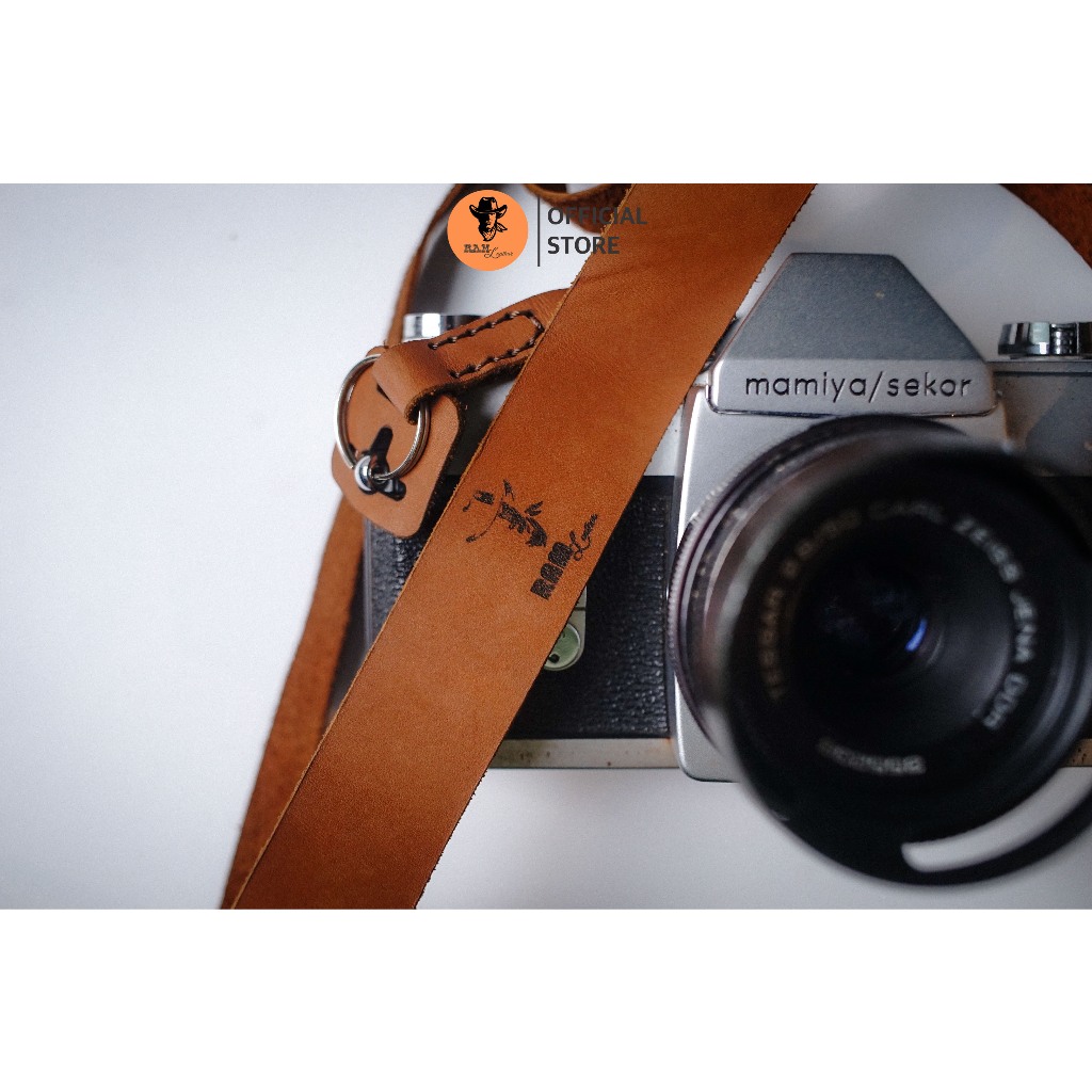 Dây máy ảnh da bò thật cho Sony, Fujifilm, Canon, Nikon - RAM Leather A6 nâu sáng mềm