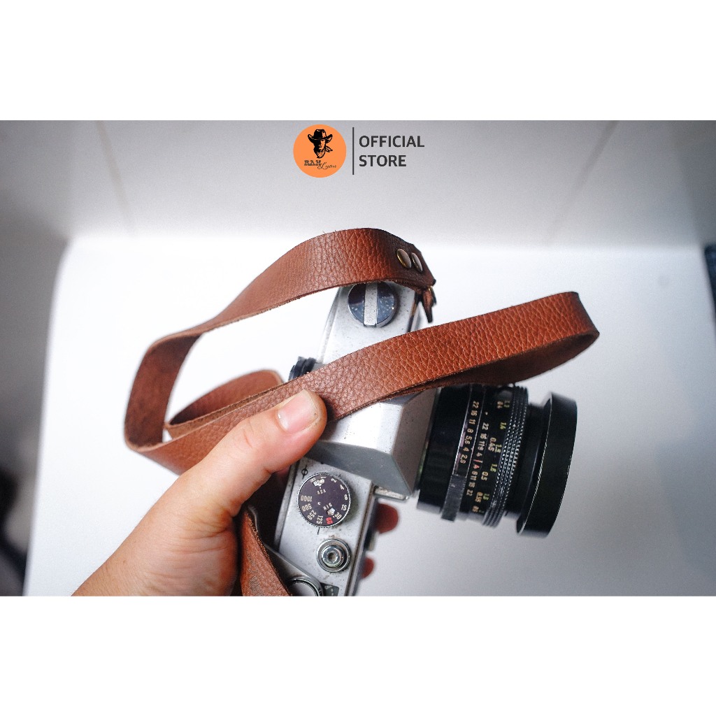 Dây máy ảnh da bò thật cho Sony, Fujifilm, Canon, Nikon - RAM Leather A22 vân hạt