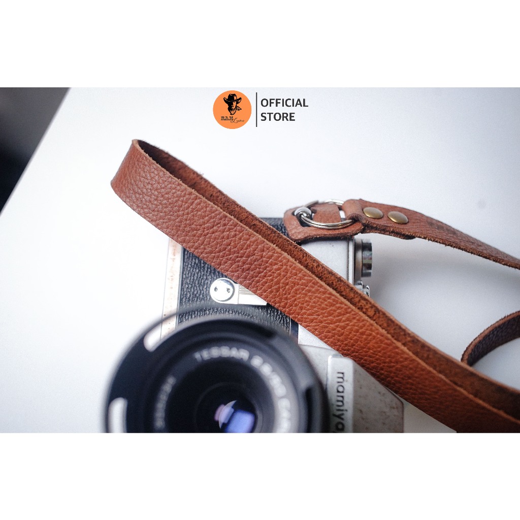 Dây máy ảnh da bò thật cho Sony, Fujifilm, Canon, Nikon - RAM Leather A22 vân hạt