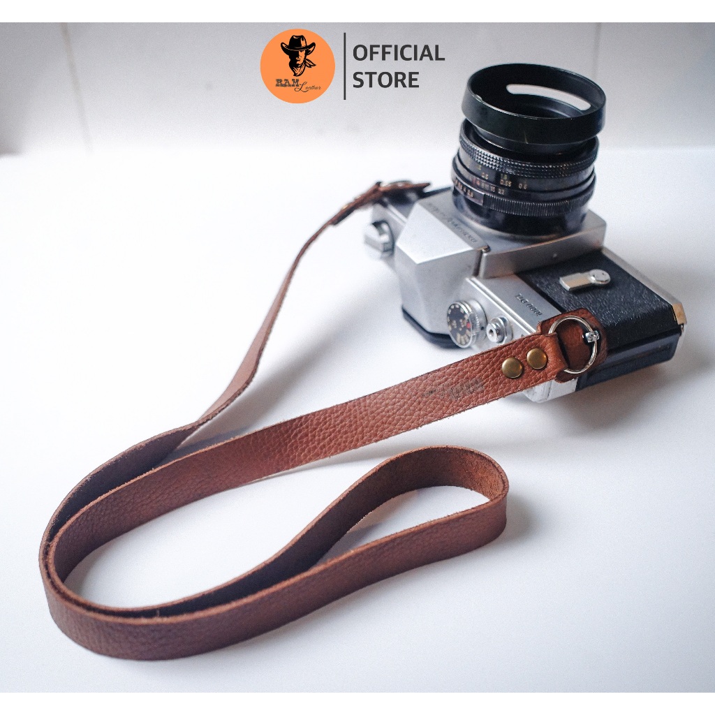 Dây máy ảnh da bò thật cho Sony, Fujifilm, Canon, Nikon - RAM Leather A22 vân hạt