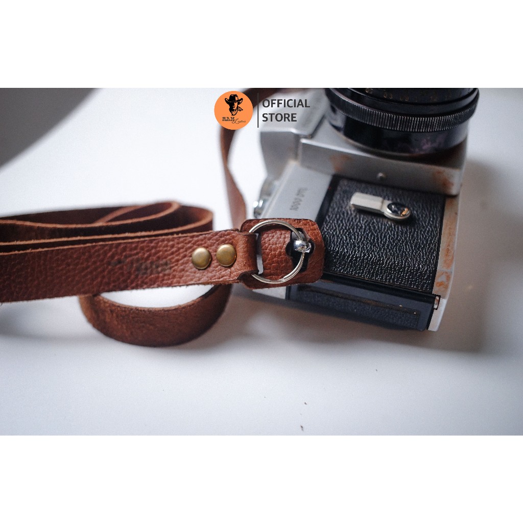Dây máy ảnh da bò thật cho Sony, Fujifilm, Canon, Nikon - RAM Leather A22 vân hạt