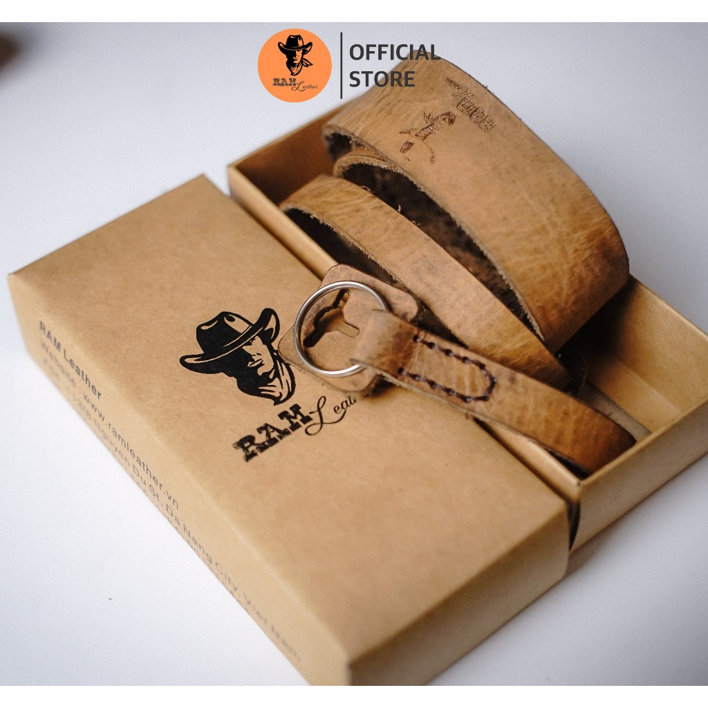 Dây máy ảnh da bò thật cho Sony, Fujifilm, Canon, Nikon - RAM Leather A6 mộc sáp