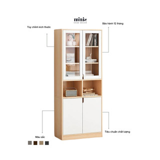 Tủ sách, Tủ hồ sơ văn, Tủ bếp Minis 4 cánh, 2 hộc rộng rãi, đã lắp đặt sẵn, bảo hành 12 tháng