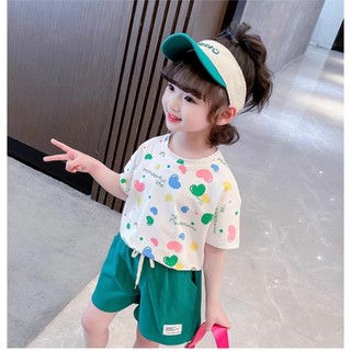 Sét áo thun phối quần short thun xinh dành cho bé gái