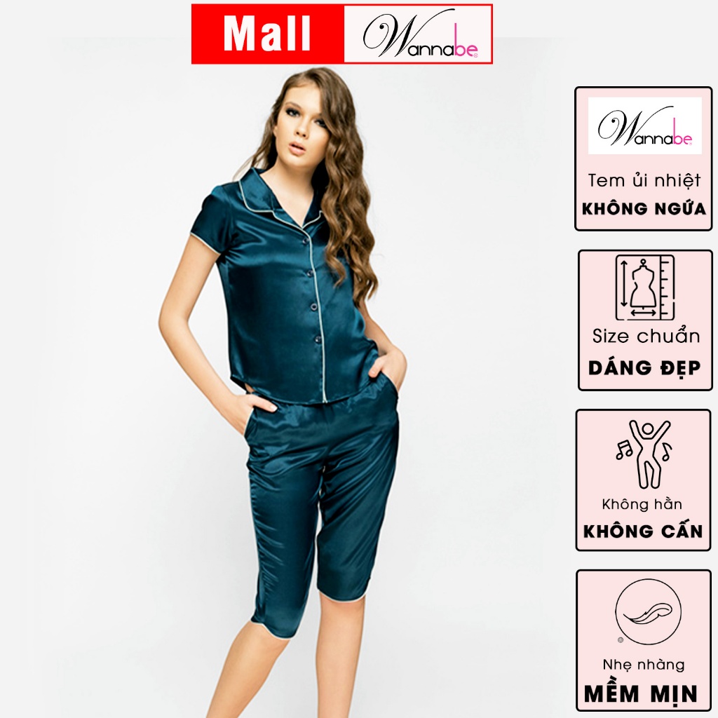 Đồ bộ mặc nhà WANNABE BL38P đồ bộ quần lửng kiểu Pijama nữ đơn giản trẻ trung sống mãi với thời gian