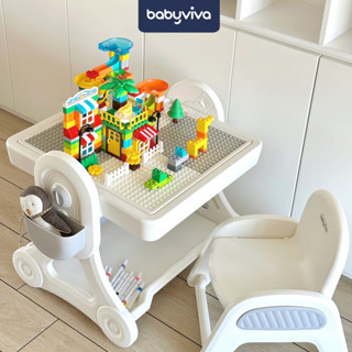 Bộ bàn học đa năng cho bé babyviva kèm ghế, nhựa nguyên sinh cao cấp