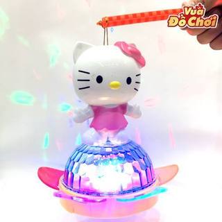Đồ chơi lồng đèn hello kitty trung thu đứng trên đế sen cho bé có đèn sáng ,nhạc vui nhộn