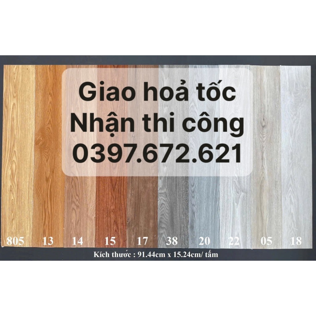 1 Mét sàn nhựa giả gỗ, tự dán, sẵn keo. KT 91.44cmx15.24cm