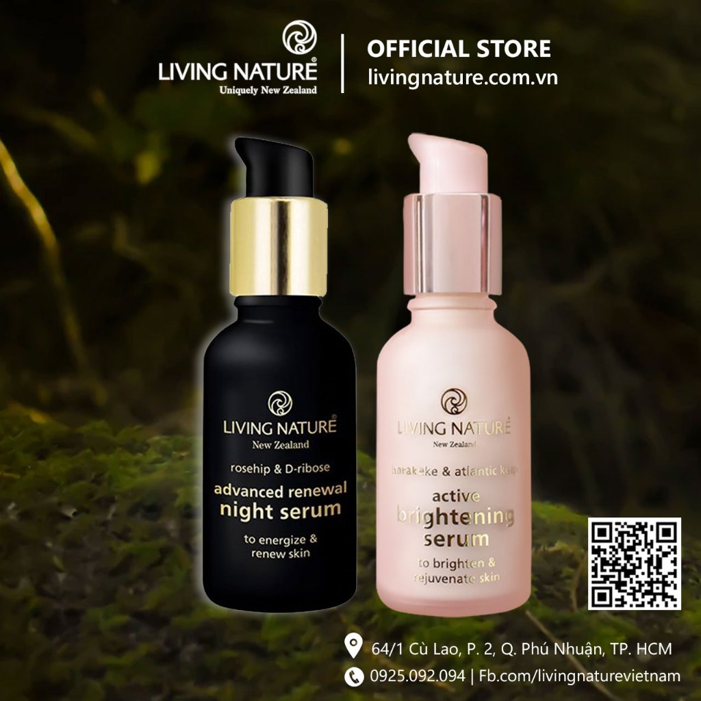Bộ Đôi Dưỡng Sáng Da Ngày Đêm Living Nature Active Brightening Serum & Renewal Night Serum 30ml