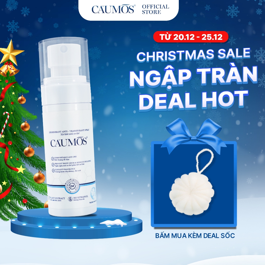 Xịt Khử Mùi Cơ Thể CAUMOS Hương Nhài chiết xuất thiên nhiên giảm tiết mồ hôi hương thơm dịu nhẹ - Caumos
