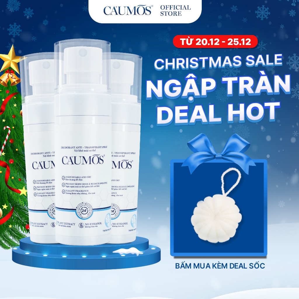 Combo 3 Xịt Nách Khử Mùi Cơ Thể Nhật Bản CAUMOS chiết xuất từ thực vật giảm tiết mồ hôi không để lại vết ố trắng-Caumos