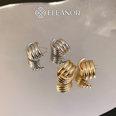 Bông tai nữ chuôi bạc 925 Eleanor Accessories thiết kế viền trơn phụ kiện trang sức khuyên tai 5496