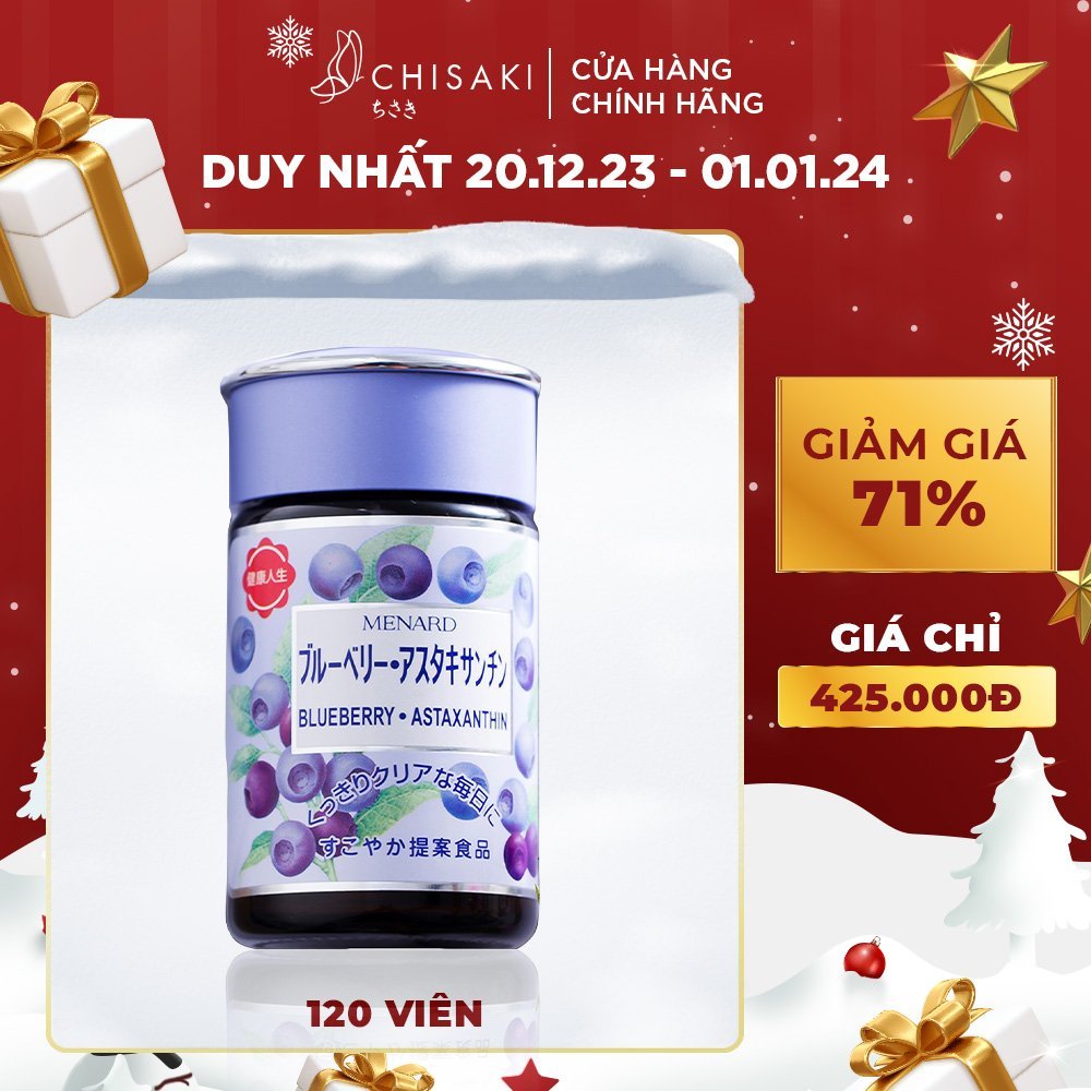 [DUY NHẤT T12 425K] Viên uống bổ mắt Menard Blueberry Astaxanthin (120 viên) - date T4/2024