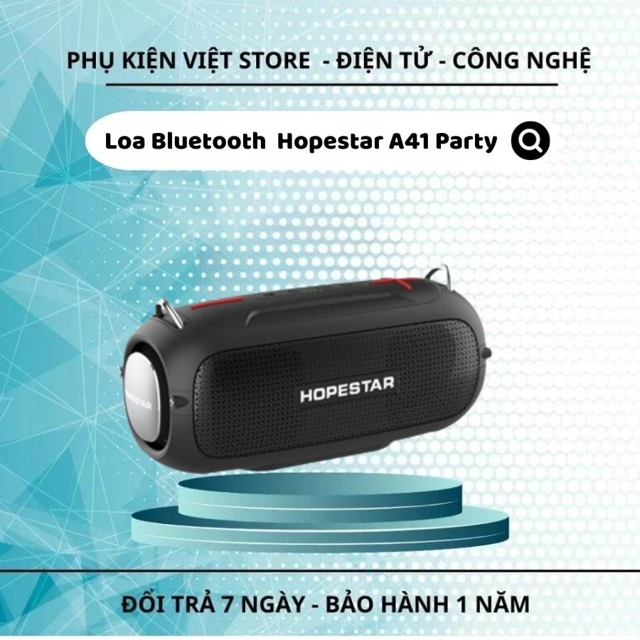 Loa Bluetooth Cầm Tay Hopestar A41 Party - Công suất 30W - Chống Nước IPX6- Hỗ Trợ Thẻ Nhớ, USB, Bluetooth, Có dây đeo