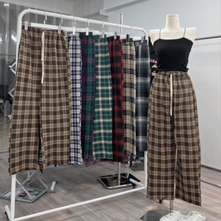 Quần kẻ sọc nữ CARO nam nữ lưng cao dáng rộng phong cách Hàn Quốc CAMASTORE QK06