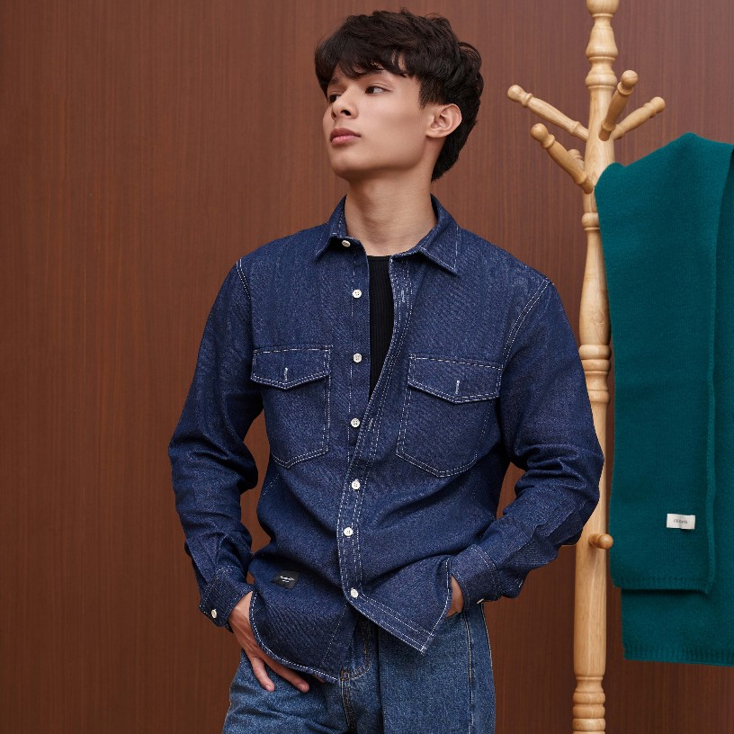 Áo Sơ Mi Denim Nam Cao Cấp DENIMST S126 Phong Cách Hàn Quốc, Form Suông