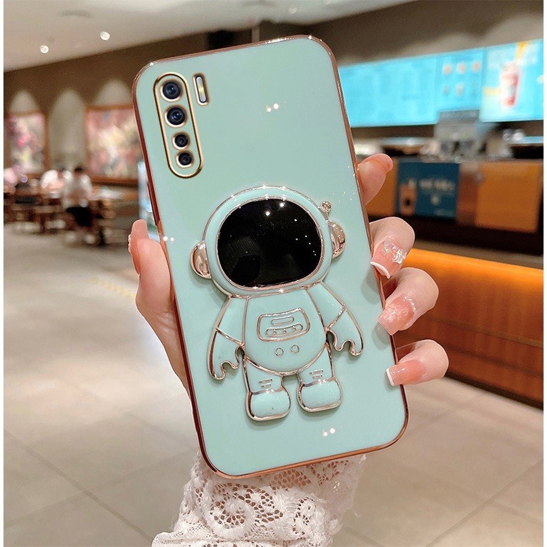 ốp lưng oppo reno 3 a91 reno 3 TPU Mạ điện 3D Phi hành gia có chân đế ốp điện thoại oppo reno 3 reno