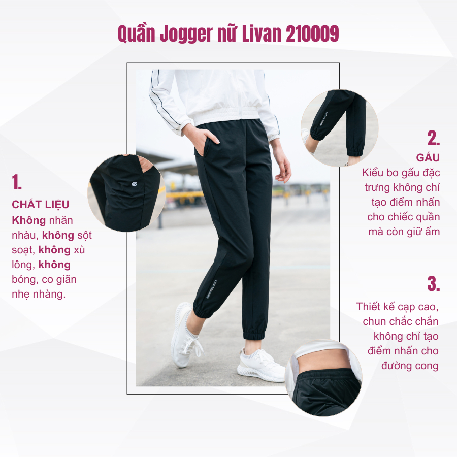 Quần Jogger Livan Sport Nữ Cao Cấp Mềm Mại Năng Động LV23210009