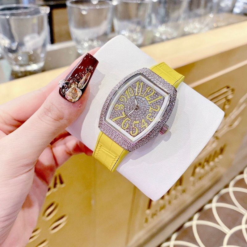 Đồng hồ nữ Franck Muller Vanguard V32 mặt full đính đá dây vàng chuẩn hàng xịn