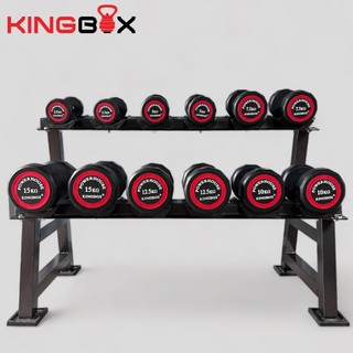 Tạ tay đơn KINGBOX gang bọc cao su vát cạnh xung quanh loại 1 tay 10kg, 12.5kg, 15kg - VIVASPORT