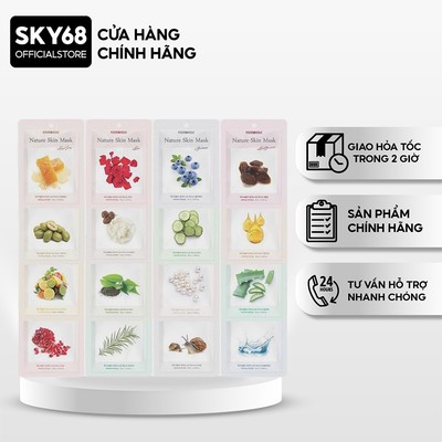 Combo 10 Mặt Nạ Thiên Nhiên Dưỡng Ẩm Giảm Mụn Trắng Da Foodaholic Nature Skin Mask 23gx10