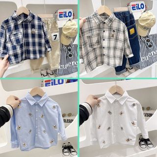 Áo sơ mi thêu gấu đáng yêu cho bé trai MD3381/MD3374
