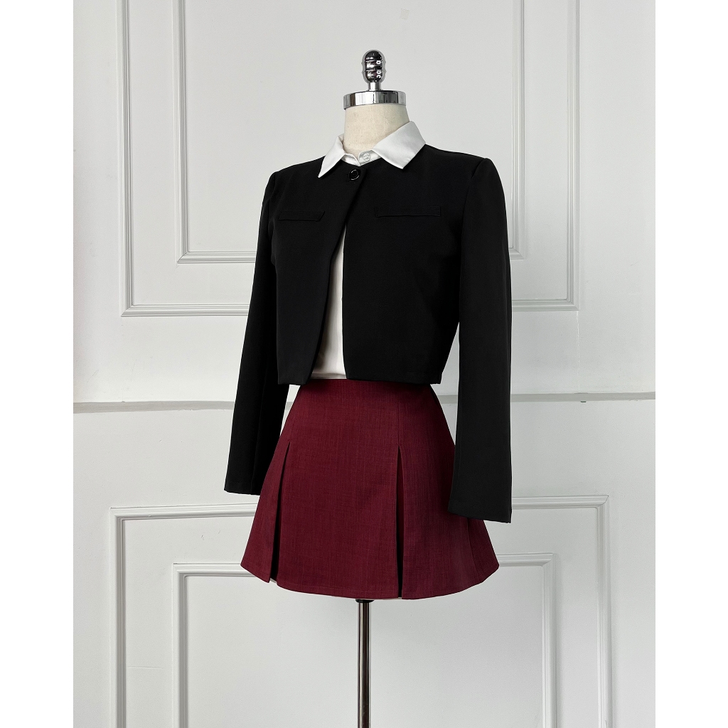 DALLA Áo blazer croptop cổ tròn