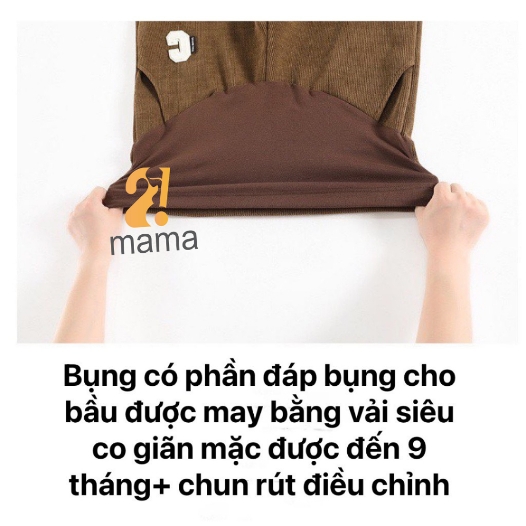 Quần Jogger bầu 2mama mùa đông chất  NỈ NHUNG TĂM bo gấu dáng thể thao BIGSIZE