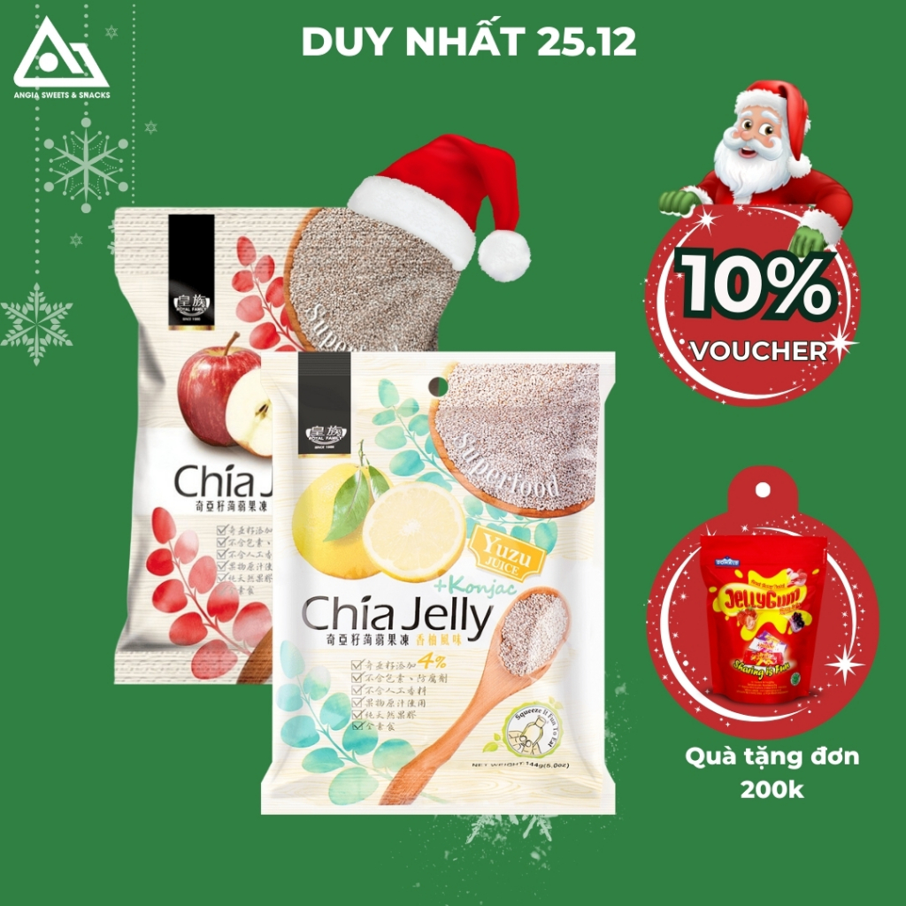 Thạch trái cây Chia Jelly Konjac 144g Đài Loan hương vị trái cây thơm ngon dai giòn An Gia Sweets Snacks