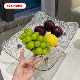 Khay đựng hoa quả để bàn chữ nhật dáng cong tinh tế, Đĩa đựng bánh kẹo chất liệu nhựa PET cao cấp phong cách sang trọng