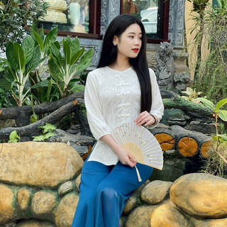 Áo lẻ bà ba cách tân dài tay đi lễ