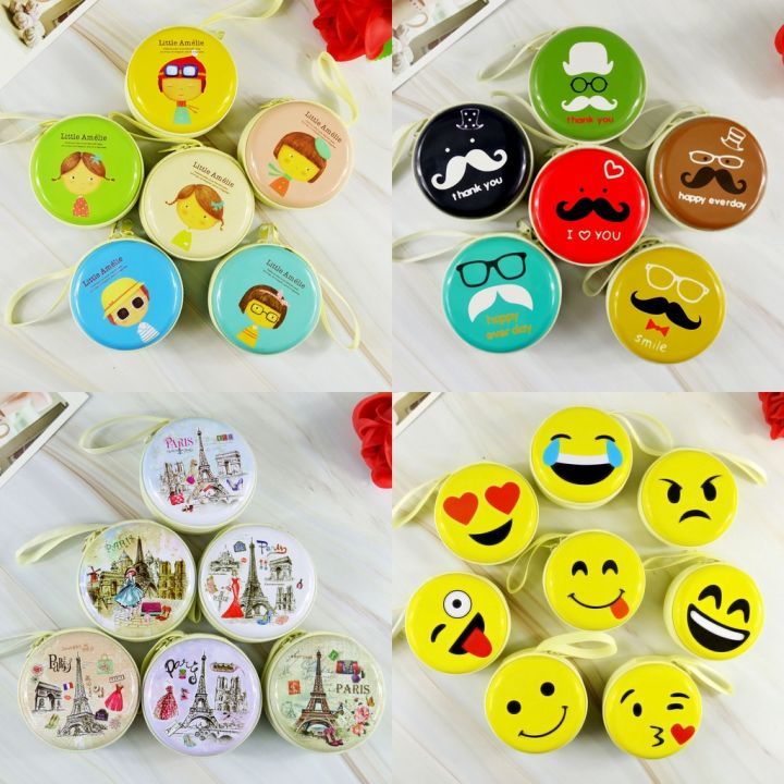Bóp Hộp đựng Tai nghe & Cáp sạc Hình tròn họa tiết, trơn giao mẫu ngẫu nhiên