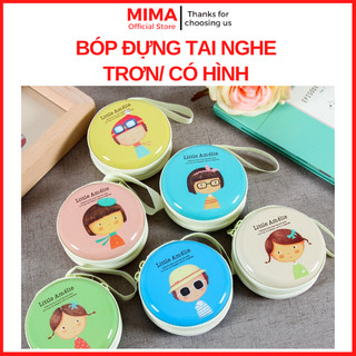 Bóp Hộp đựng Tai nghe & Cáp sạc Hình tròn họa tiết, trơn giao mẫu ngẫu nhiên