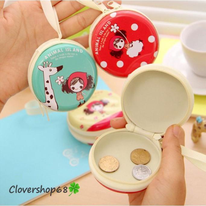 Bóp Hộp đựng Tai nghe & Cáp sạc Hình tròn họa tiết, trơn giao mẫu ngẫu nhiên