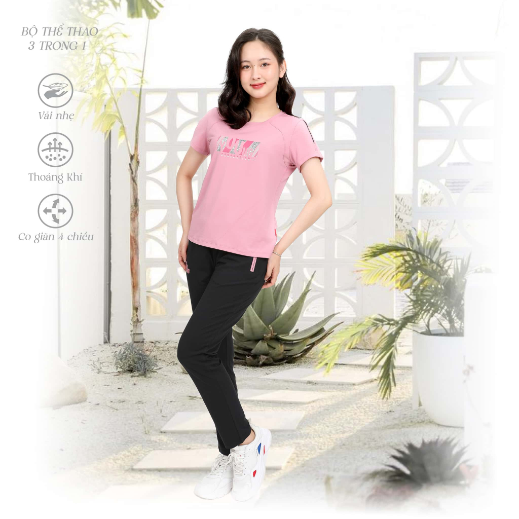 Bộ dài tay ngắn thể thao 3 trong 1 chất liệu Poly Cát cao cấp 313p 3372 PALTAL trẻ trung và xinh đẹp