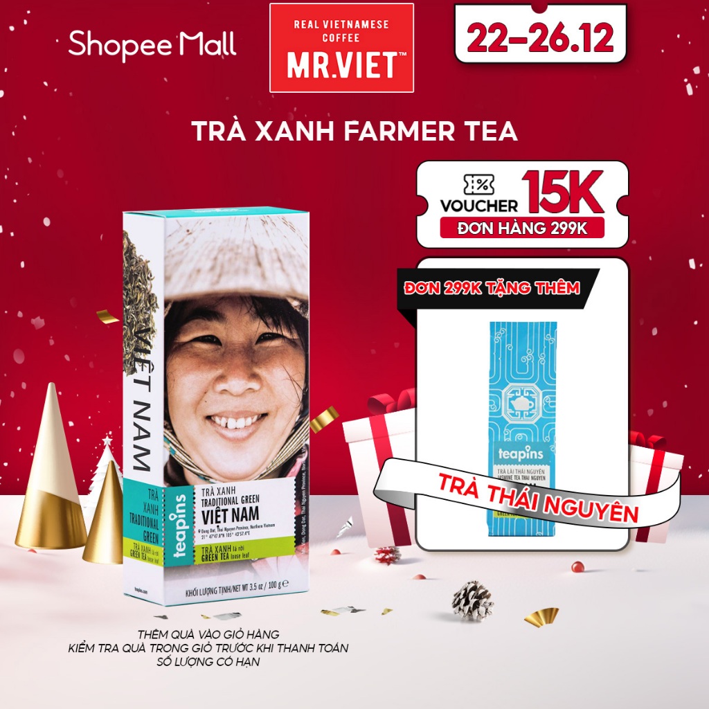 Trà xanh truyền thống Farmer's Tea Traditional Green - Trà Teapins 100g