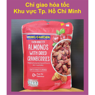 Túi hồng 140g – hạt hạnh nhân và trái nam việt quất sấy khô / thái lan / tong garden oven roasted almonds