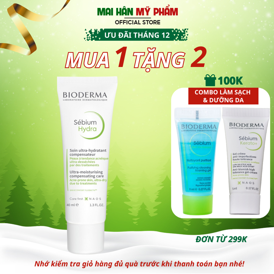 Kem dưỡng ẩm, giảm mụn cho da Bioderma Sebium Hydra 40ml