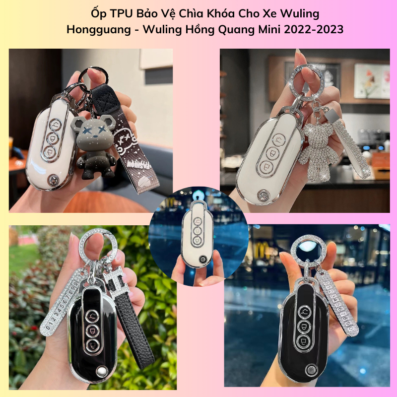 Ốp TPU Bảo Vệ Chìa Khóa Cho Xe Wuling Hongguang - Wuling Hồng Quang Mini 2022-2023 khaihuyauto