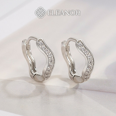 Bông tai nữ chuôi bạc 925 Eleanor Accessories viền cong lượn sóng khuyên tai phụ kiện trang sức 6128
